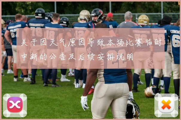 关于因天气原因导致本场比赛临时中断的公告及后续安排说明